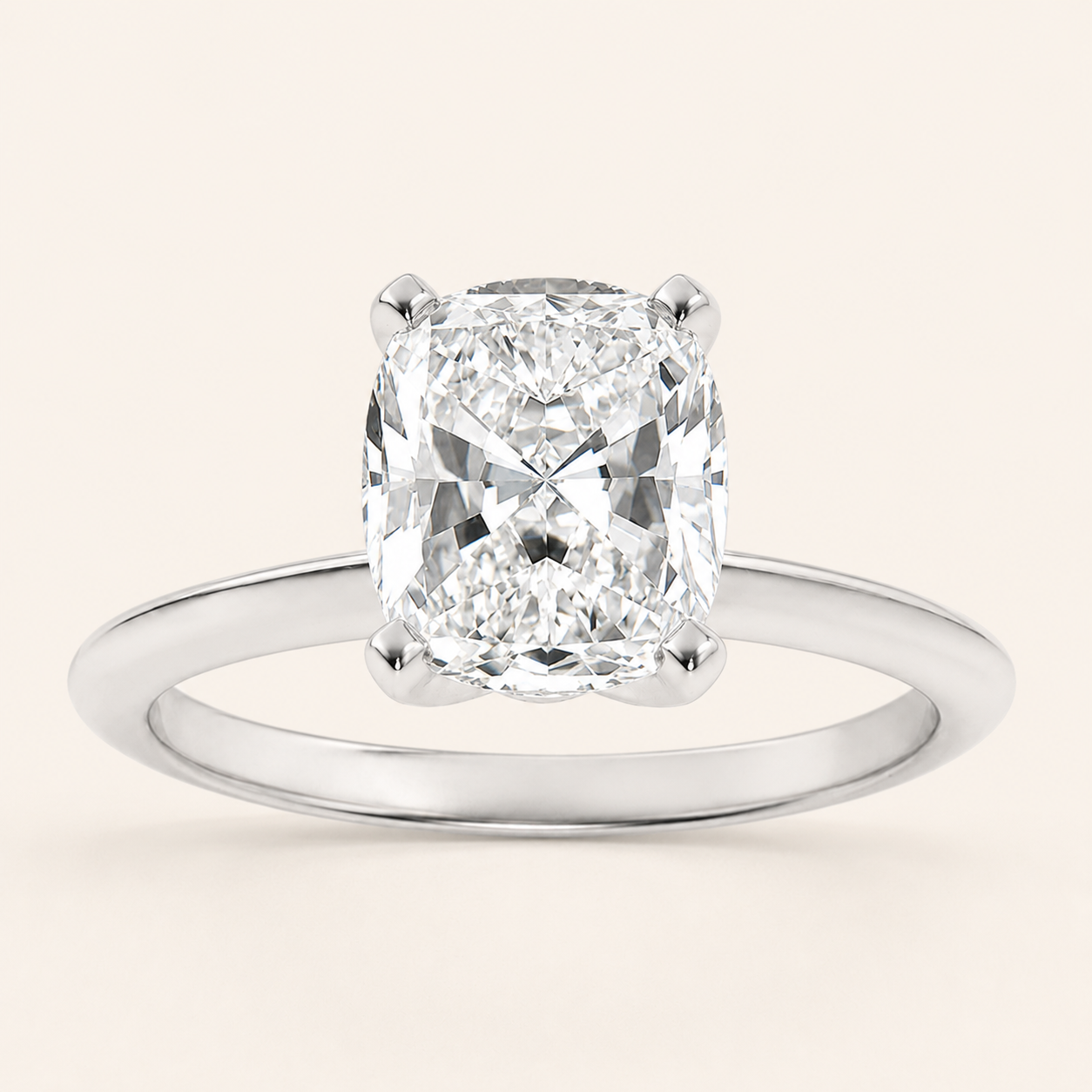1.5CT Elongated Cushion Cut Lab Grown Diamond Knife Edge Shank Solitaire Engagement Ring