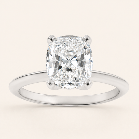 1.5CT Elongated Cushion Cut Lab Grown Diamond Knife Edge Shank Solitaire Engagement Ring