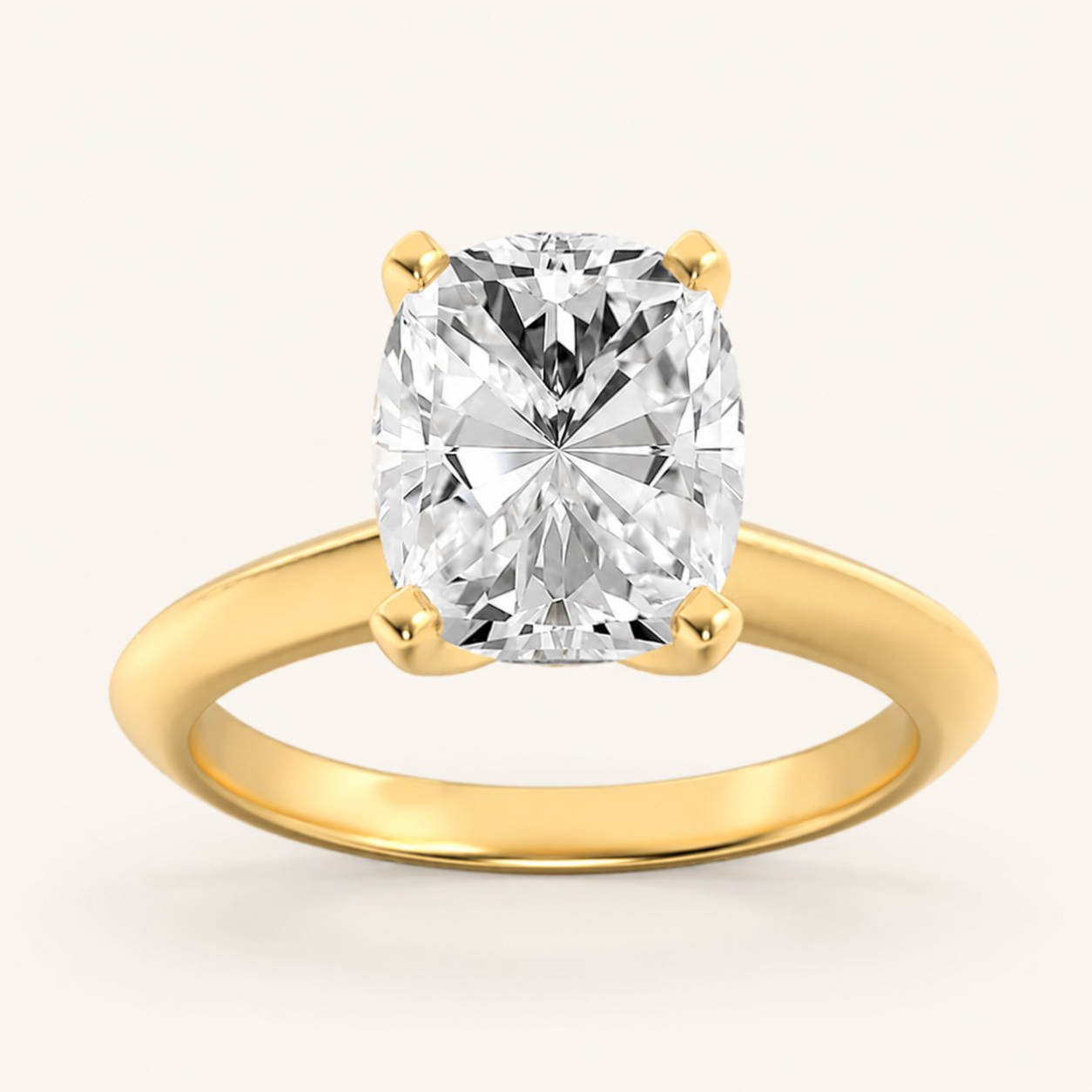 2CT Elongated Cushion Cut Lab Grown Diamond Knife Edge Shank Solitaire Engagement Ring