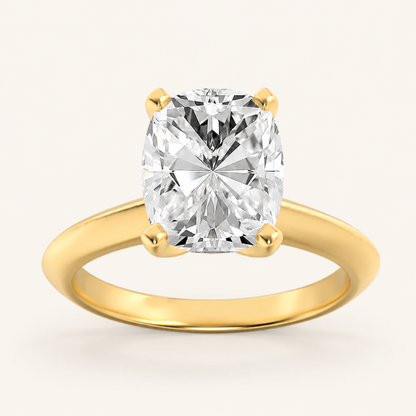 2CT Elongated Cushion Cut Lab Grown Diamond Knife Edge Shank Solitaire Engagement Ring