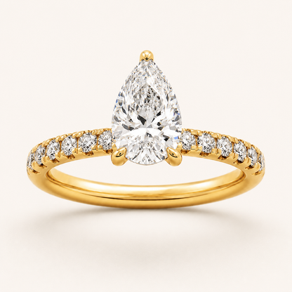 2.00 CT Pear Cut Lab Grown Diamond Accented Side Stone Ring