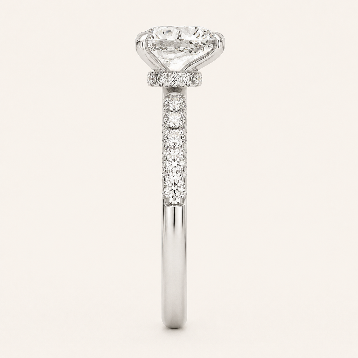 2.00 CT Pear Cut Lab Grown Diamond Accented Side Stone Ring