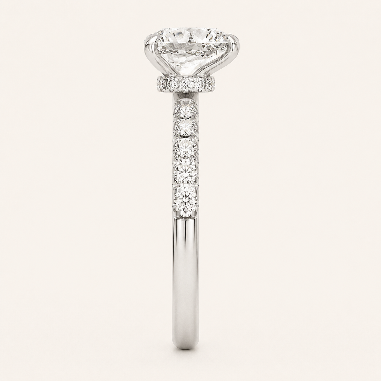 2.00 CT Pear Cut Lab Grown Diamond Accented Side Stone Ring