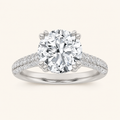 3.00 CT Round Cut Lab Grown Diamond Triple Row Accented Engagement Ring