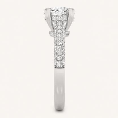3.00 CT Round Cut Lab Grown Diamond Triple Row Accented Engagement Ring