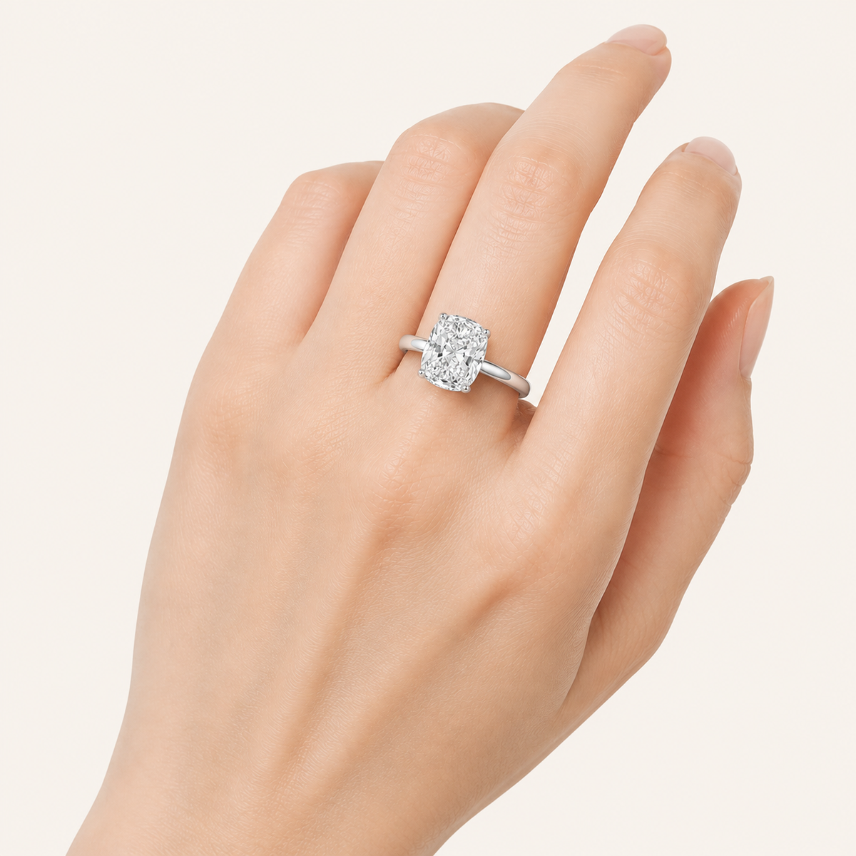 2.5CT Elongated Cushion Cut Lab Grown Diamond Knife Edge Shank Solitaire Engagement Ring