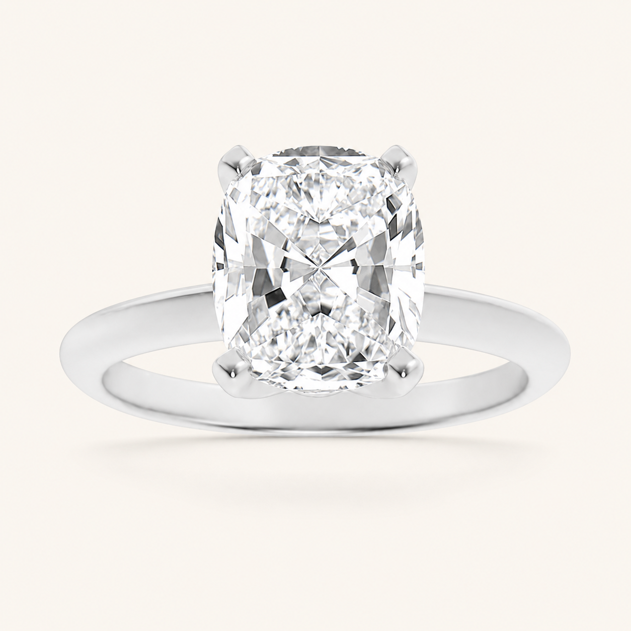 2.5CT Elongated Cushion Cut Lab Grown Diamond Knife Edge Shank Solitaire Engagement Ring