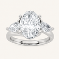 2.5CT Oval Cut Lab Grown Diamond Three Stone Ring