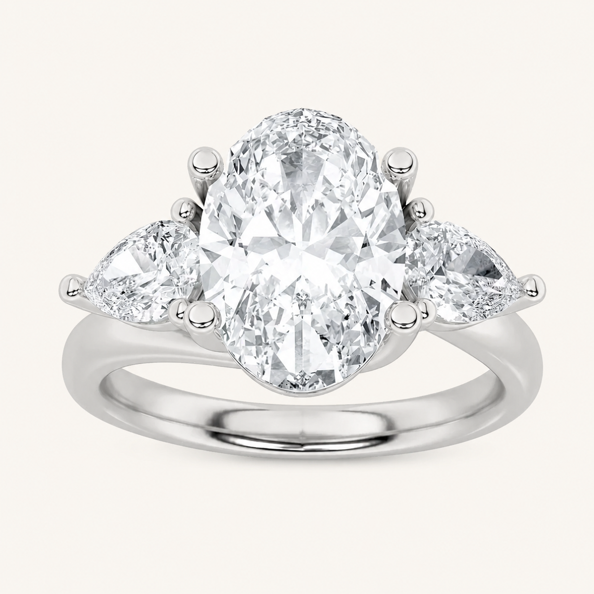 2.5CT Oval Cut Lab Grown Diamond Three Stone Ring