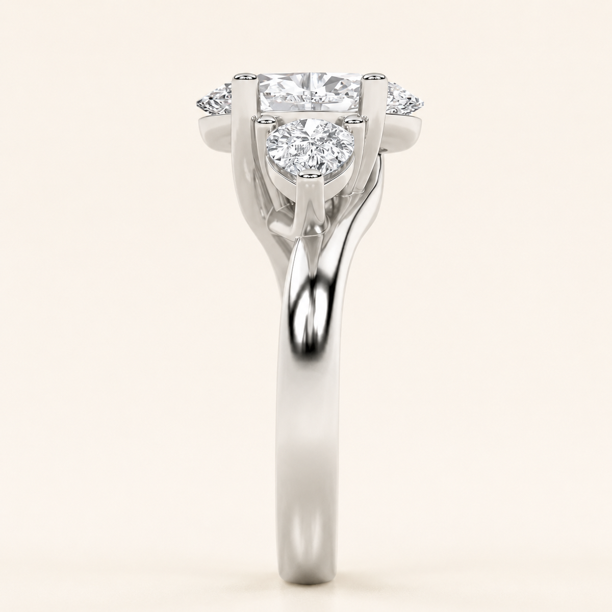 2.5CT Oval Cut Lab Grown Diamond Three Stone Ring