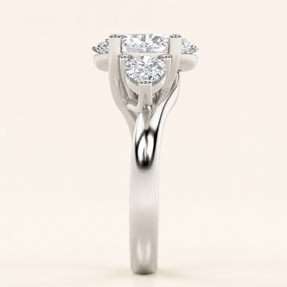 2.5CT Oval Cut Lab Grown Diamond Three Stone Ring
