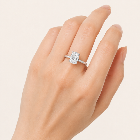 3.00 CT Elongated Cushion Cut Lab Grown Diamond Knife Edge Shank Solitaire Engagement Ring