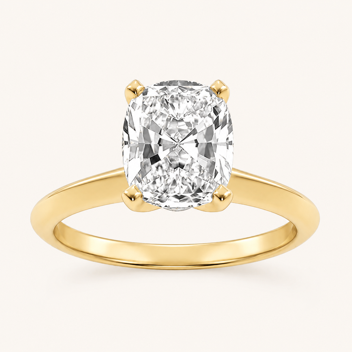3.00 CT Elongated Cushion Cut Lab Grown Diamond Knife Edge Shank Solitaire Engagement Ring