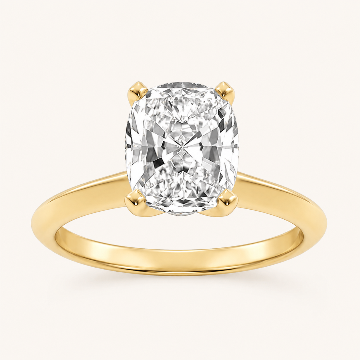 3.00 CT Elongated Cushion Cut Lab Grown Diamond Knife Edge Shank Solitaire Engagement Ring
