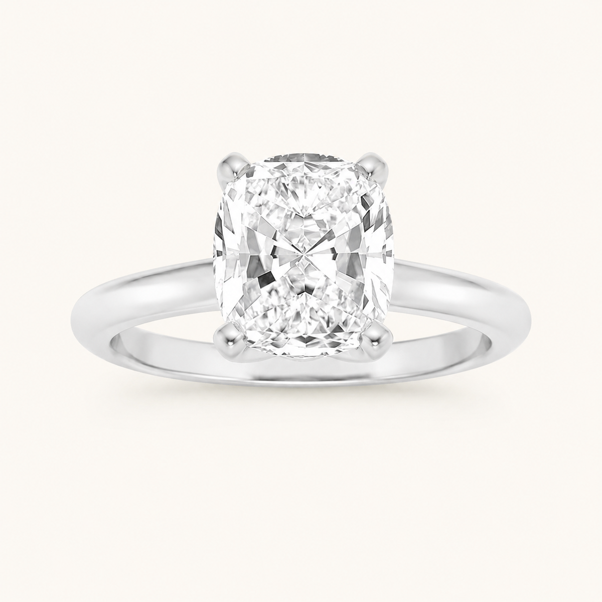 3.00 CT Elongated Cushion Cut Lab Grown Diamond Knife Edge Shank Solitaire Engagement Ring