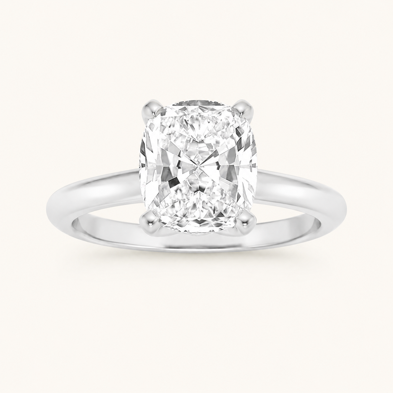 3.00 CT Elongated Cushion Cut Lab Grown Diamond Knife Edge Shank Solitaire Engagement Ring