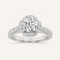 1.5 CT Round Cut Lab Grown Diamond Halo Accented Engagement Ring