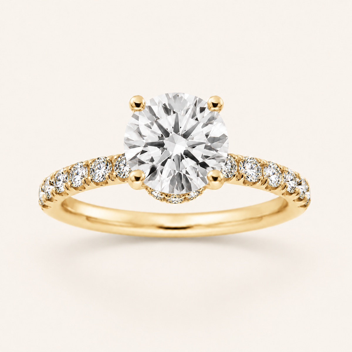 1.5CT Round Cut Lab Grown Diamond Side Stone Accented Ring