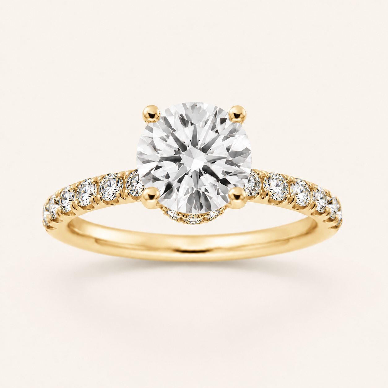 1.5CT Round Cut Lab Grown Diamond Side Stone Accented Ring