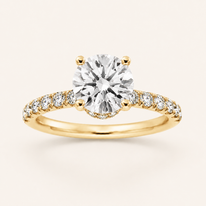 1.5CT Round Cut Lab Grown Diamond Side Stone Accented Ring
