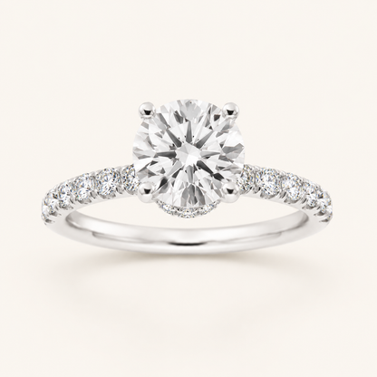 1.5CT Round Cut Lab Grown Diamond Side Stone Accented Ring