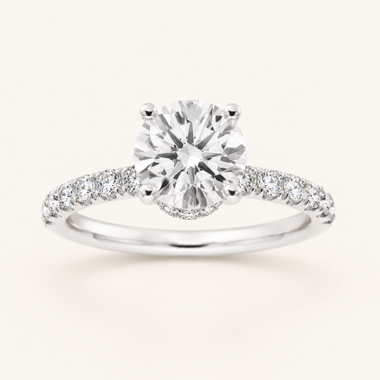 1.5CT Round Cut Lab Grown Diamond Side Stone Accented Ring