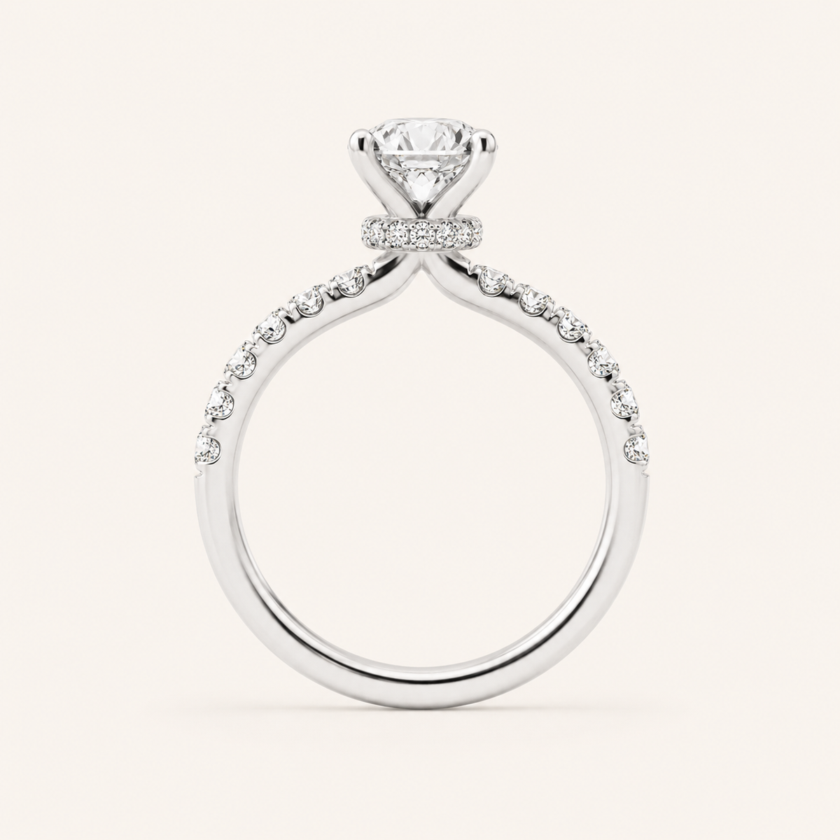 1.5CT Round Cut Lab Grown Diamond Side Stone Accented Ring
