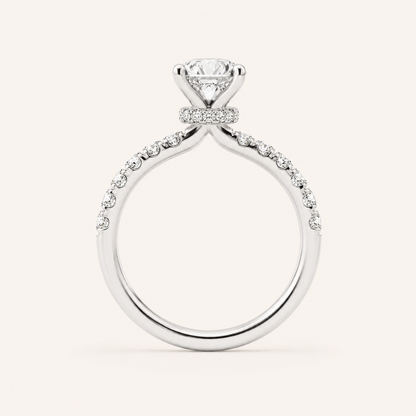 1.5CT Round Cut Lab Grown Diamond Side Stone Accented Ring