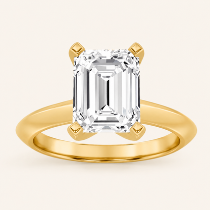 1 CT Emerald Cut Lab Grown Diamond Knife Edge Shank Solitaire Engagement Ring