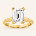 3.00 CT Emerald Cut Lab Grown Diamond Cathedral Trellis Shank Solitaire Engagement Ring