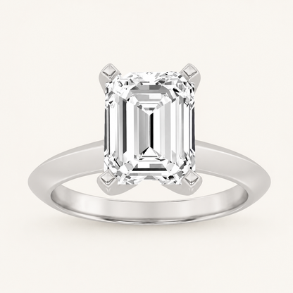 1 CT Emerald Cut Lab Grown Diamond Knife Edge Shank Solitaire Engagement Ring