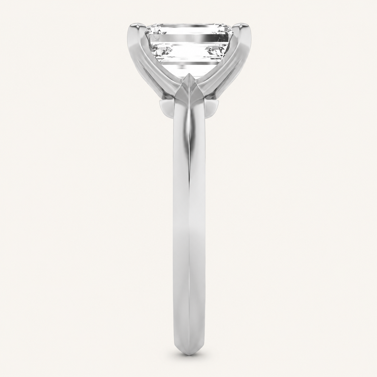 1 CT Emerald Cut Lab Grown Diamond Knife Edge Shank Solitaire Engagement Ring