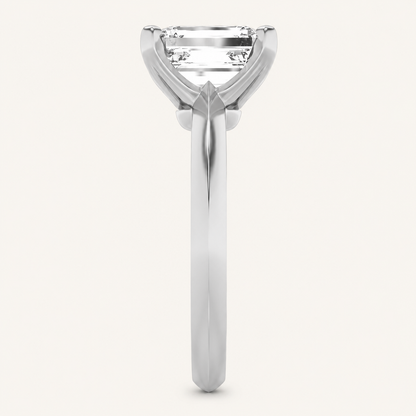 1 CT Emerald Cut Lab Grown Diamond Knife Edge Shank Solitaire Engagement Ring