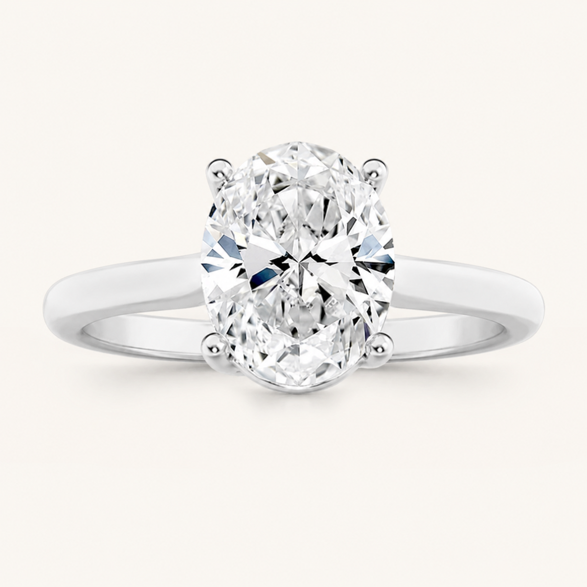 2.5CT Oval Cut Lab Grown Diamond Solitaire Engagement Ring