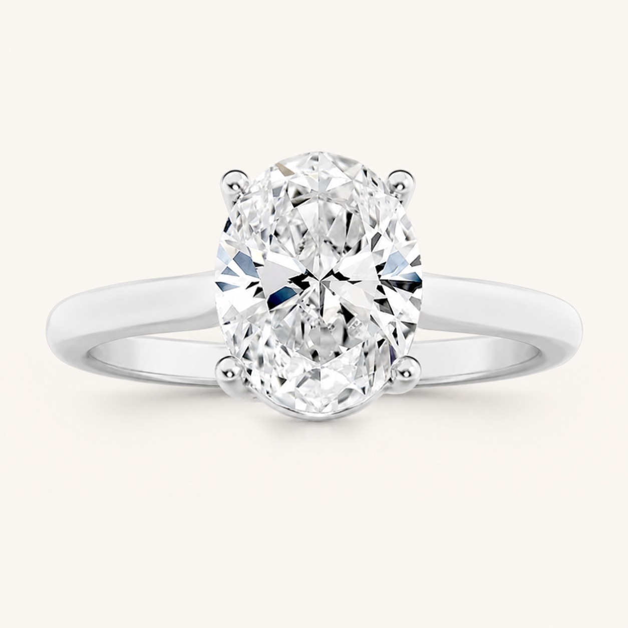 2.5CT Oval Cut Lab Grown Diamond Solitaire Engagement Ring