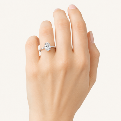 2CT Oval Cut Lab Grown Diamond Solitaire Engagement Ring