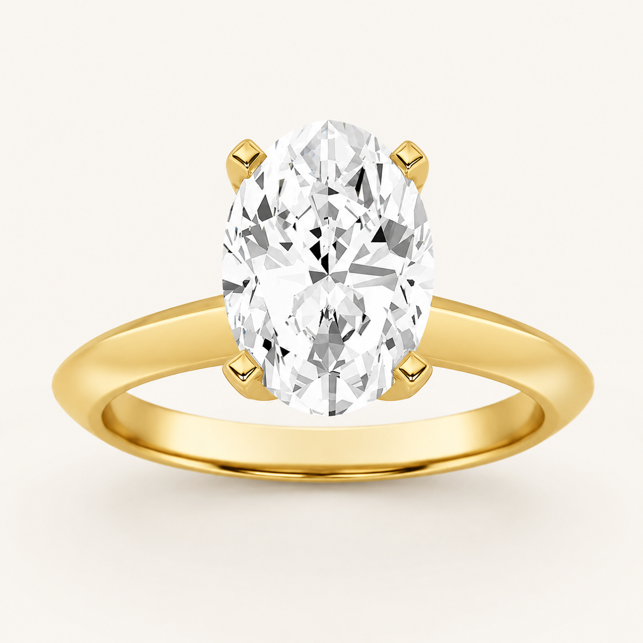 2CT Oval Cut Lab Grown Diamond Solitaire Engagement Ring