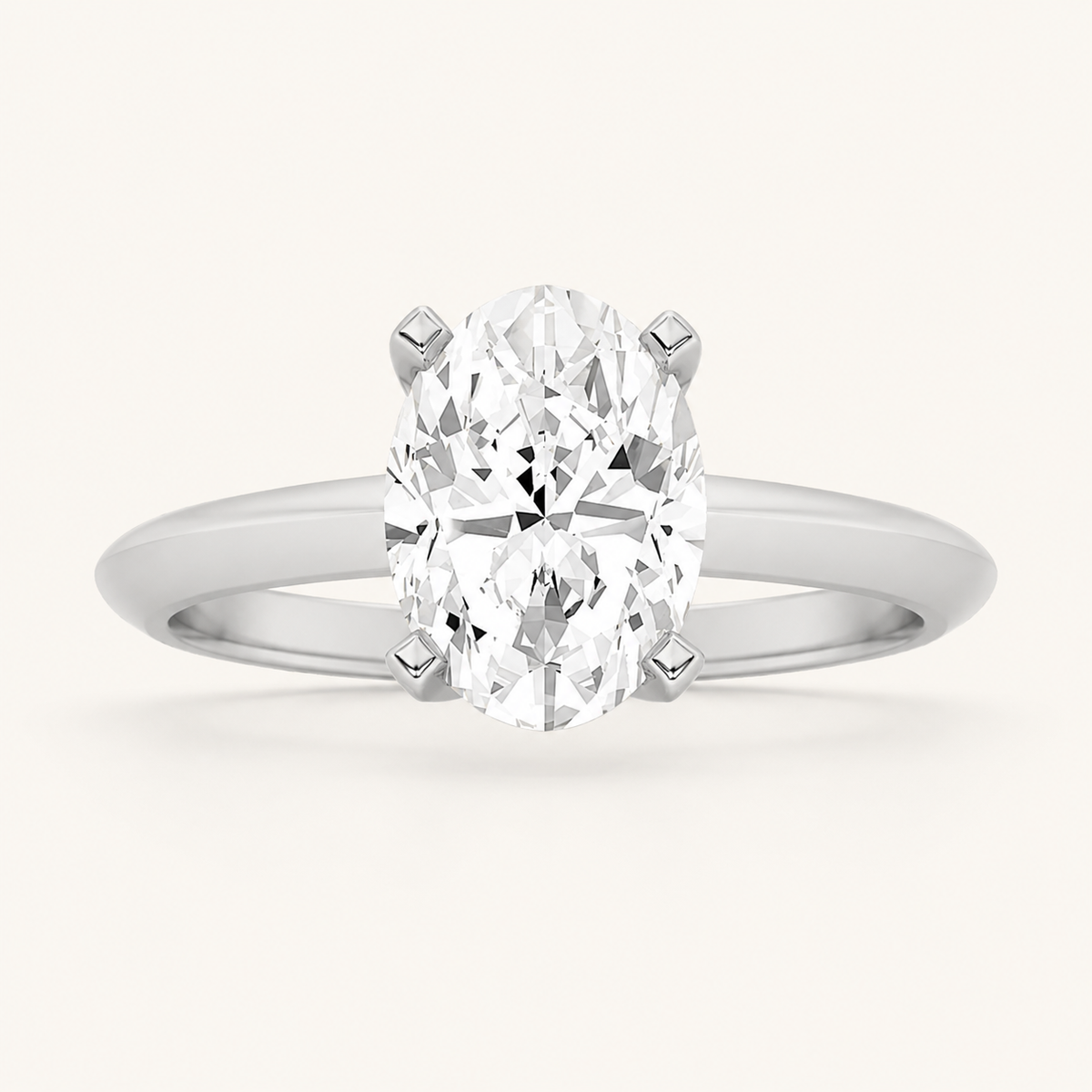 2CT Oval Cut Lab Grown Diamond Solitaire Engagement Ring