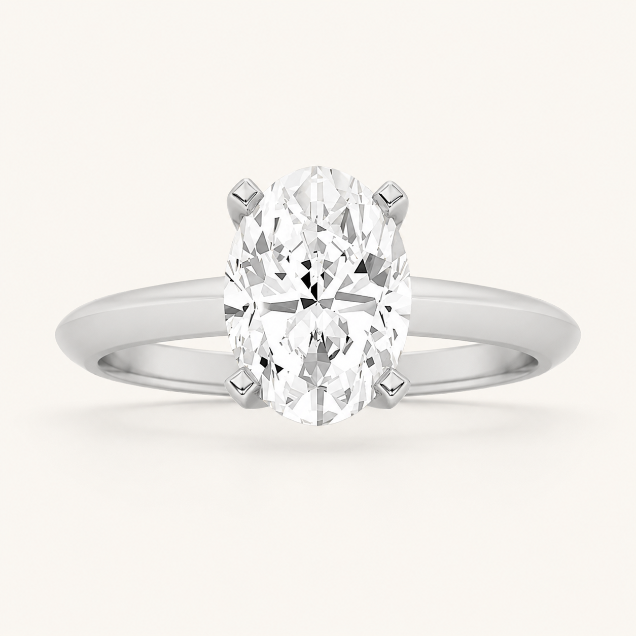 2CT Oval Cut Lab Grown Diamond Solitaire Engagement Ring
