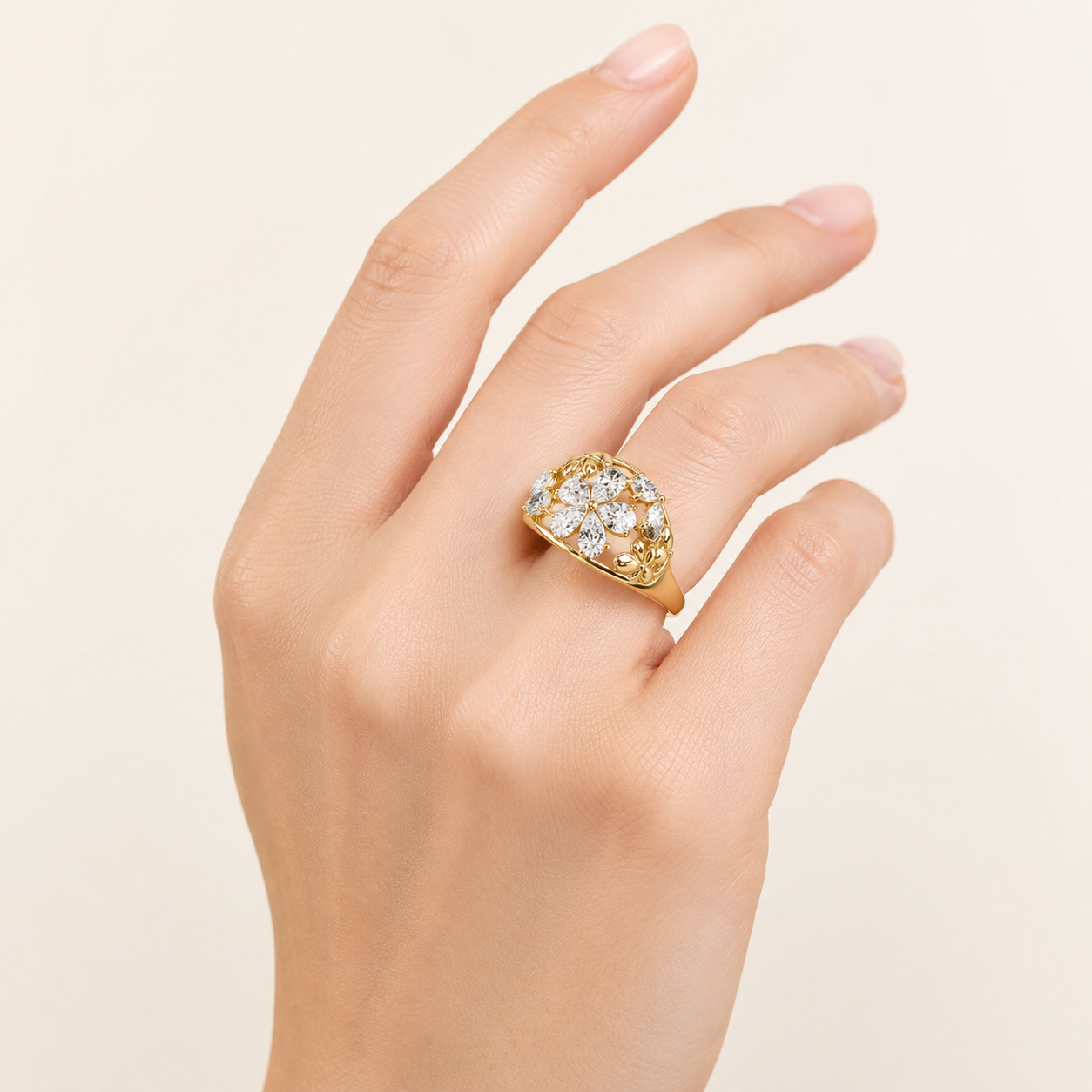2.5CT Pear Cut Lab Grown Diamond Fashion Ring