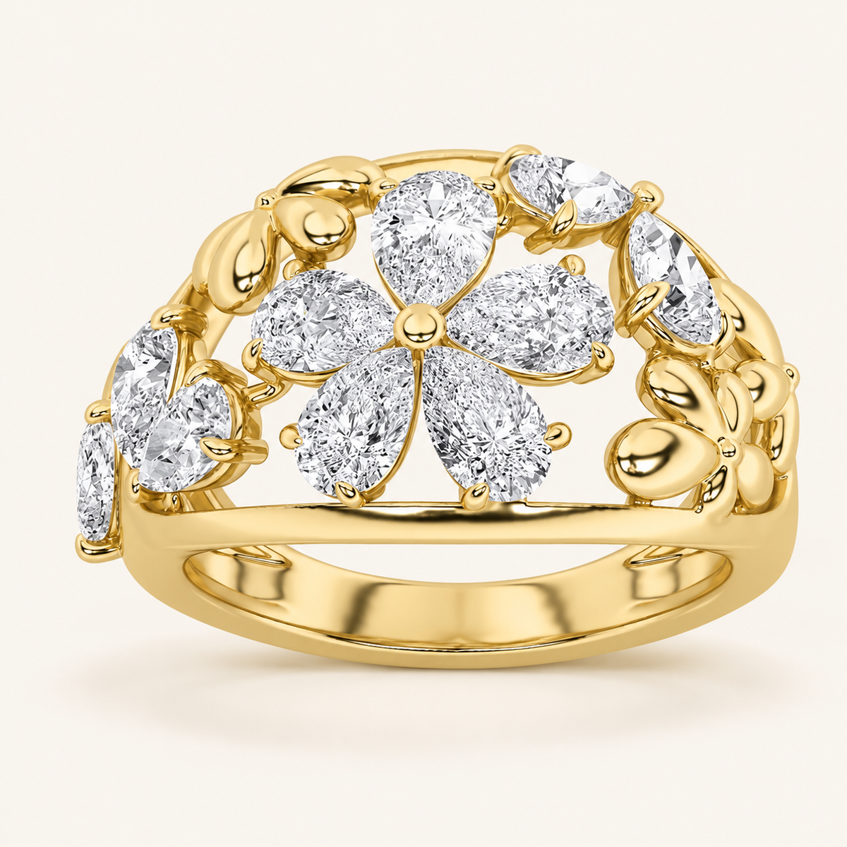 2.5CT Pear Cut Lab Grown Diamond Fashion Ring