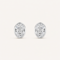 1CT Oval Cut Lab Grown Diamond Bezel Set Stud Earrings