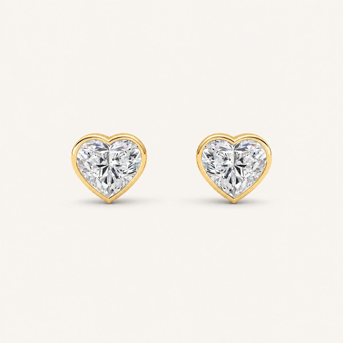 4CT Heart Cut Lab Grown Diamond Bezel Set Stud Earrings