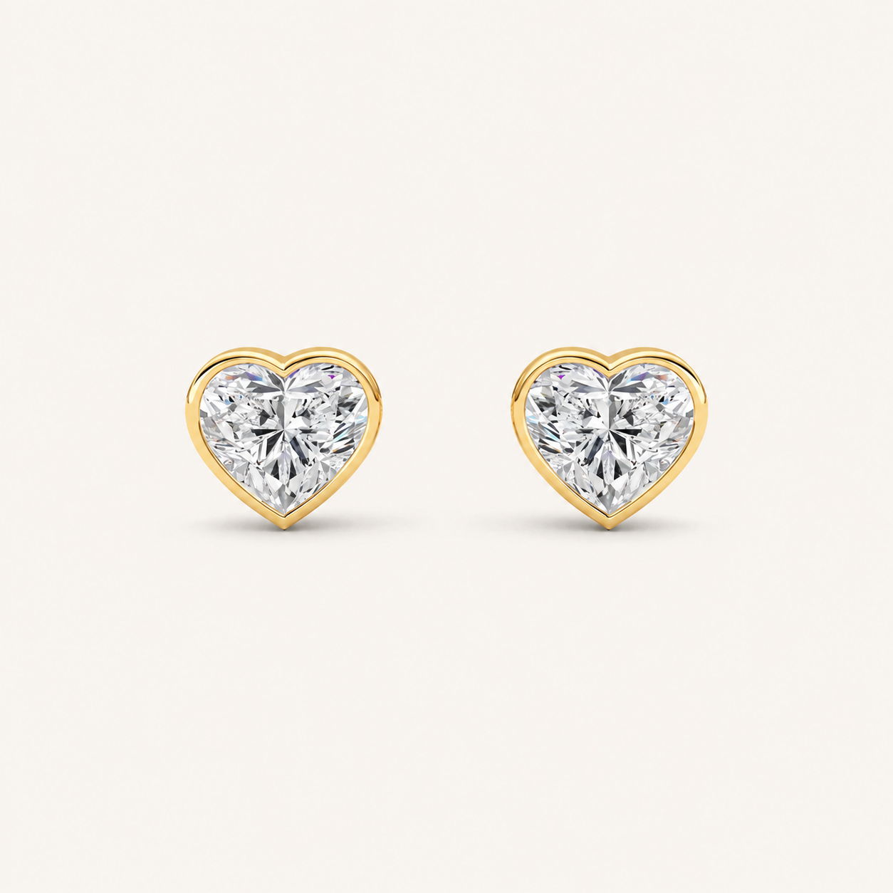 4CT Heart Cut Lab Grown Diamond Bezel Set Stud Earrings