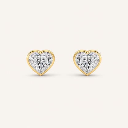4CT Heart Cut Lab Grown Diamond Bezel Set Stud Earrings