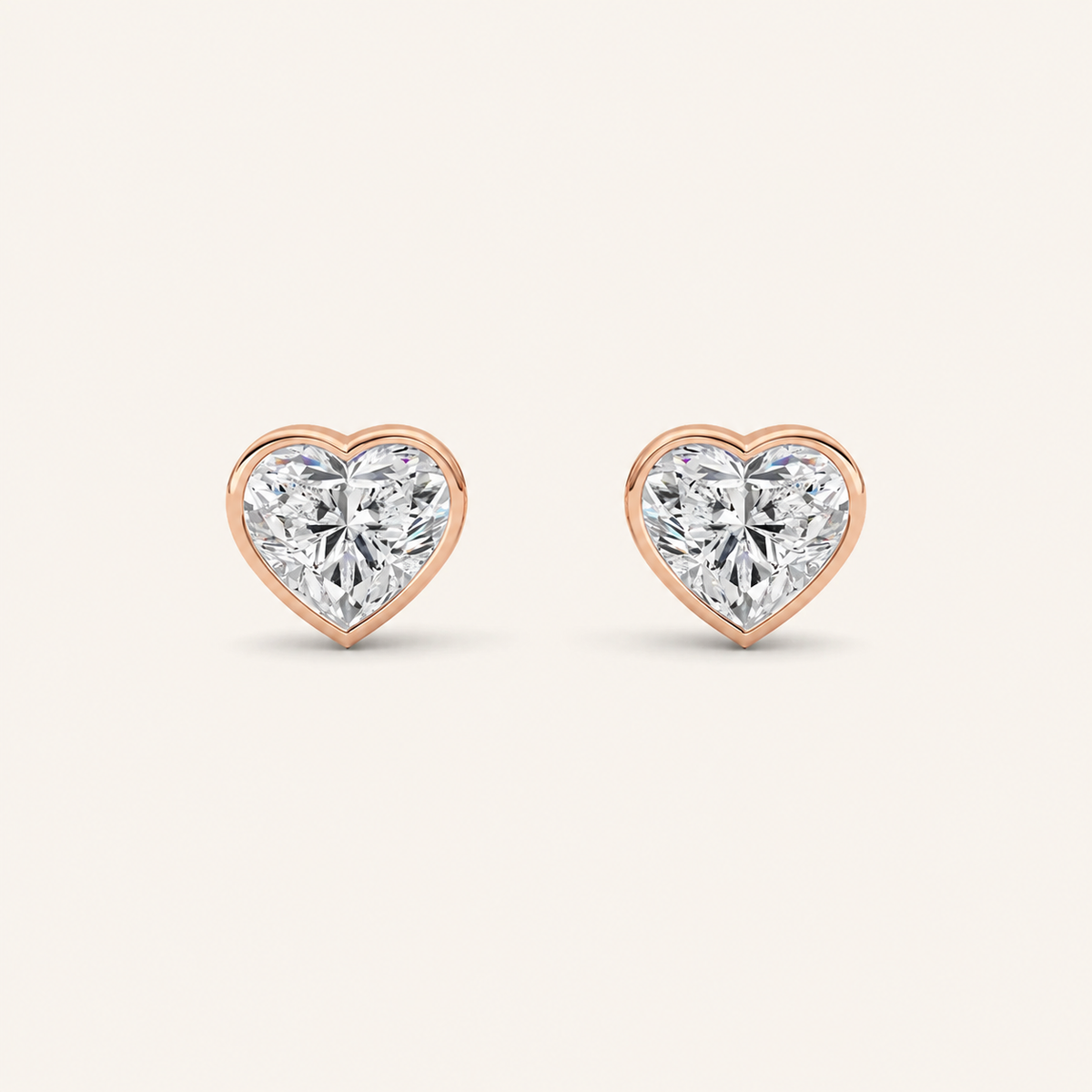 4CT Heart Cut Lab Grown Diamond Bezel Set Stud Earrings