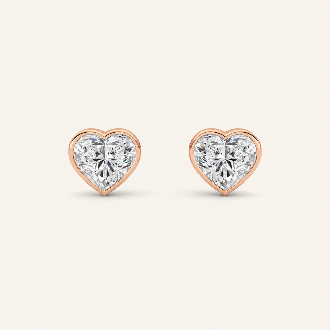 4CT Heart Cut Lab Grown Diamond Bezel Set Stud Earrings