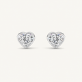 4CT Heart Cut Lab Grown Diamond Bezel Set Stud Earrings