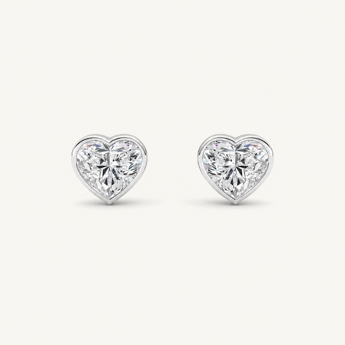 4CT Heart Cut Lab Grown Diamond Bezel Set Stud Earrings