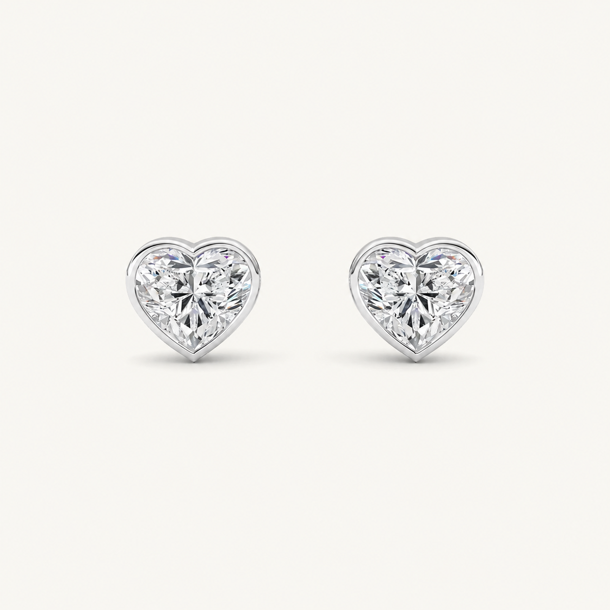 4CT Heart Cut Lab Grown Diamond Bezel Set Stud Earrings